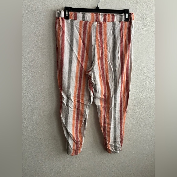 Indigo Rein Linen Blend Striped Women's Crop Pants L - Picture 3 of 11